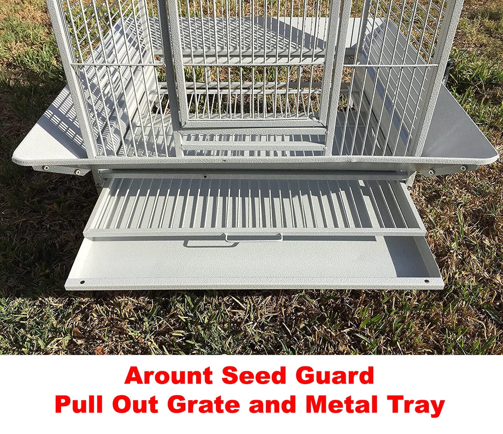 28" x 22" x 59"H Wrought Iron Bird Cage with Rolling Stand U59041