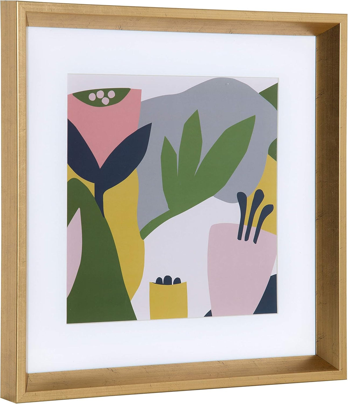 Matted Framed Print Under Glass Art Set 15.5x15.5 inches Gold O40838