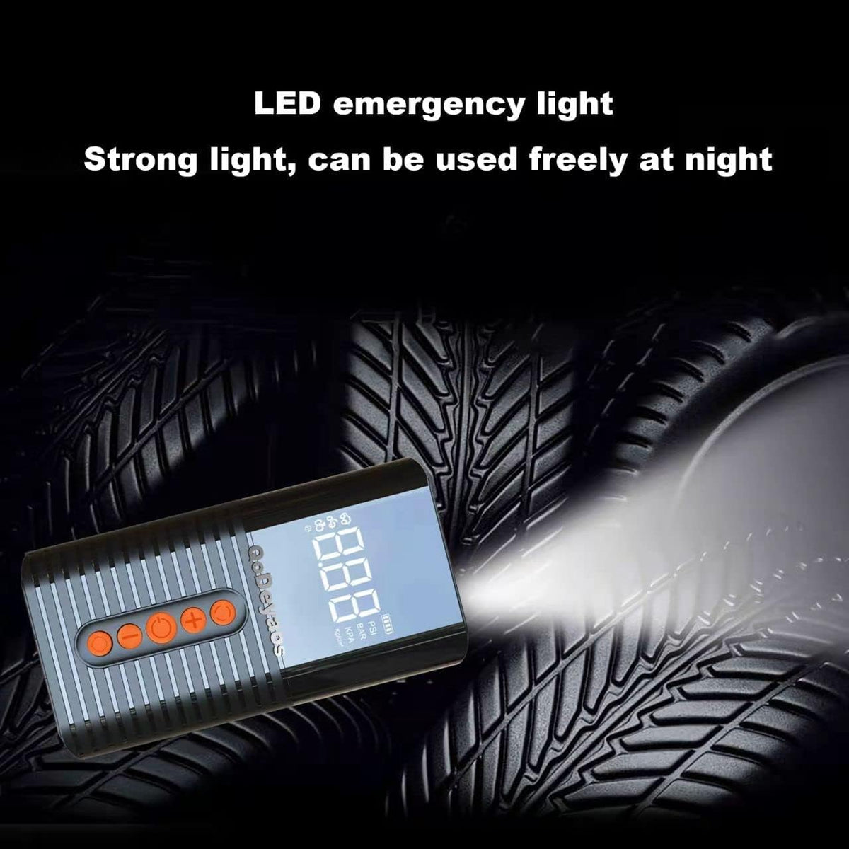 Cordless Tire Inflator Portable Air Compressor Pump with 6000mAh Battery LED Light O97534