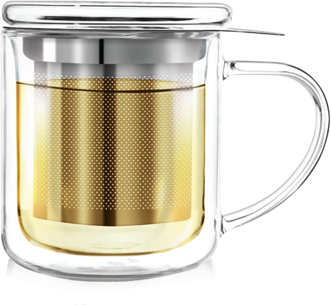 Insulated Borosilicate Glass Tea Infuser Mug (8 Oz) T97990