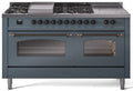 Blue Grey Dual Fuel Natural Gas Range with Bronze Trim I272053