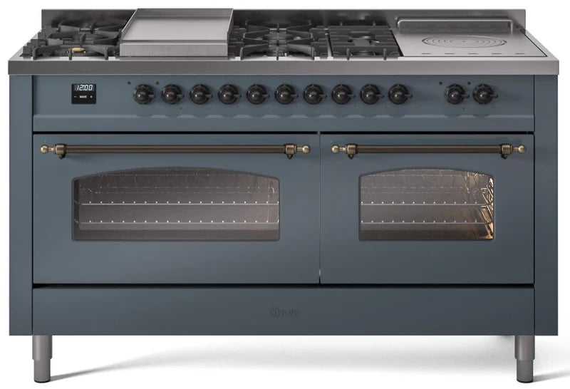 Blue Grey Dual Fuel Natural Gas Range with Bronze Trim I272053