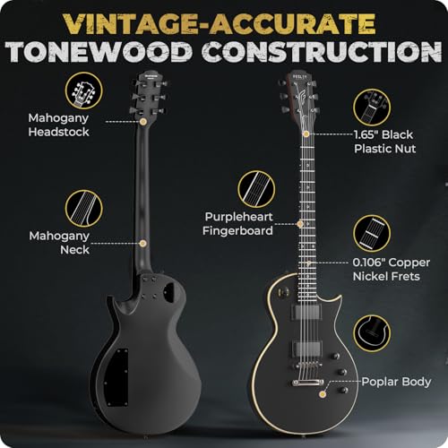 Black Matte Solid Body Electric Guitar with Gig Bag Z3122