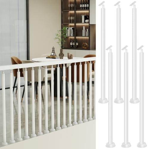 Round Spindles for Staircase, 2 4 6 Pieces Iron Stairs Balusters with Slant 270° Swivel Top Bracket & Screws W4534