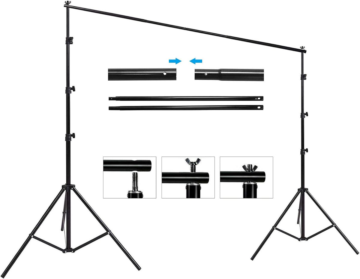 Photo Background Support System with 8.5 x 10ft Backdrop Stand Kit, 6 x 9.5ft Green Screen Backdrop, Carry Bag Q539700