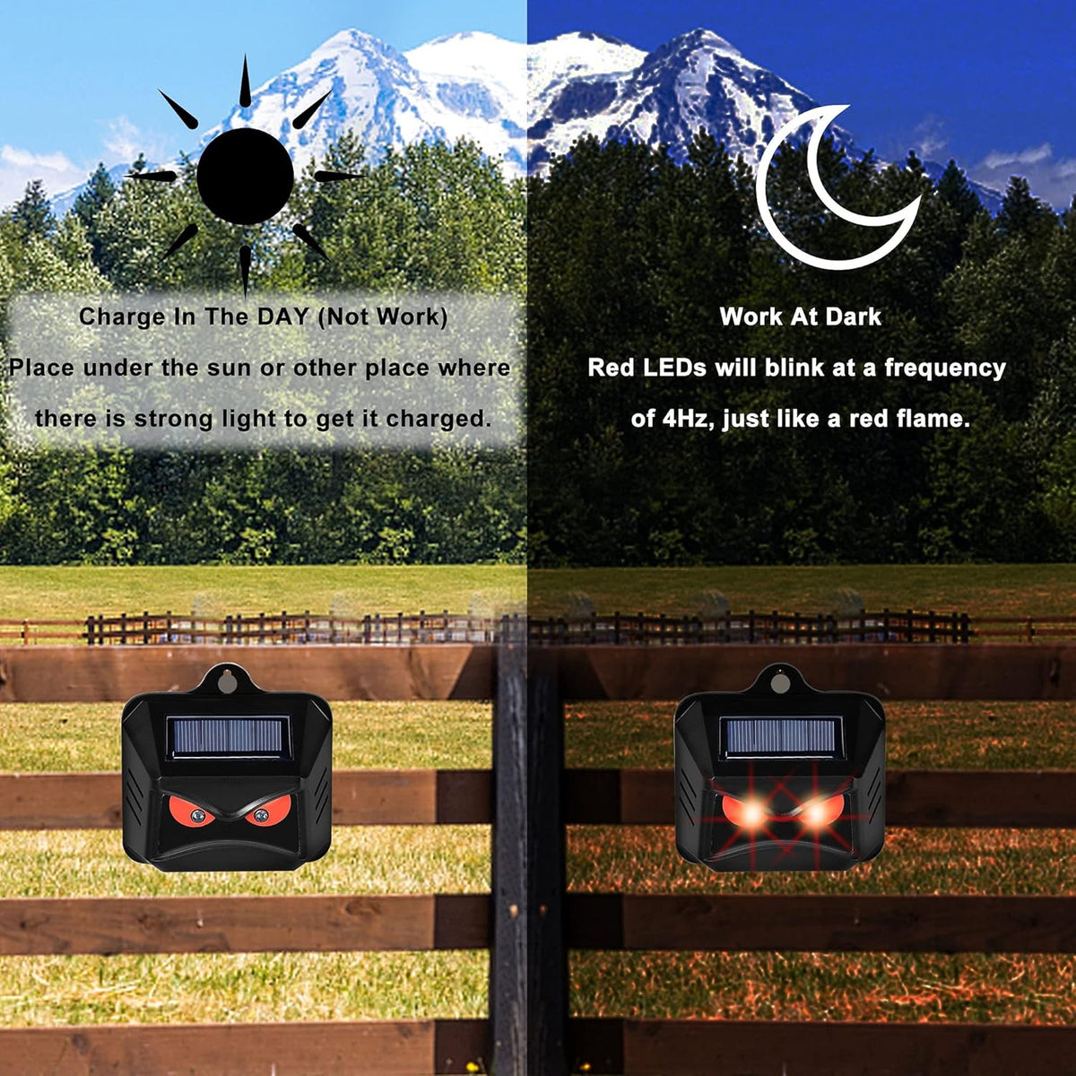 Solar Powered Animal Repeller with Red LED Lights B374127