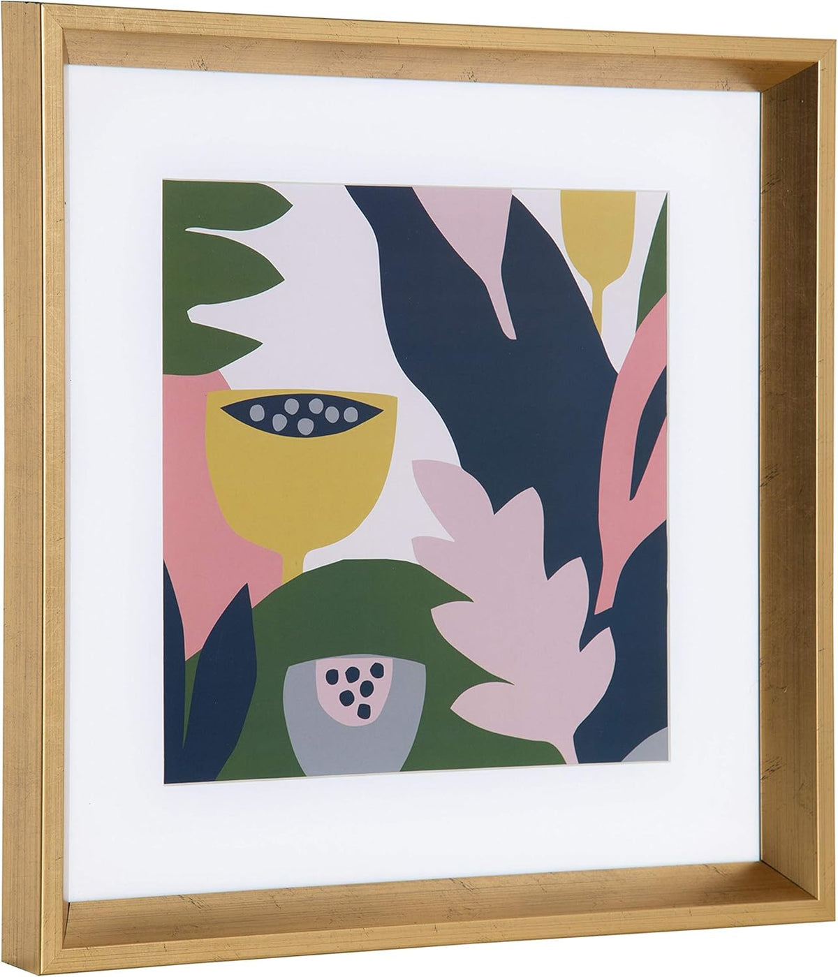 Matted Framed Print Under Glass Art Set 15.5x15.5 inches Gold O40838
