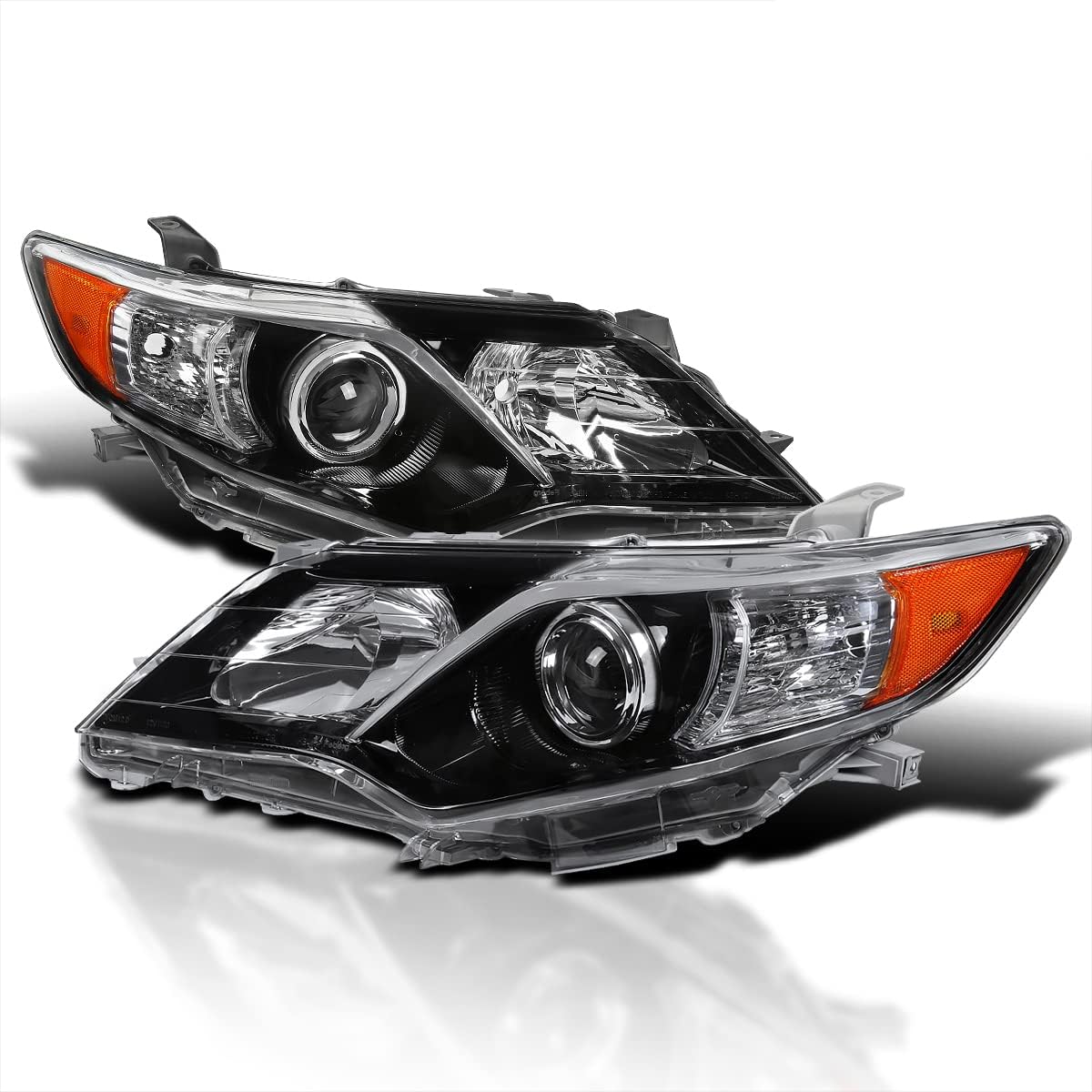 Shiny Black Projector Headlights L+R Pair D810