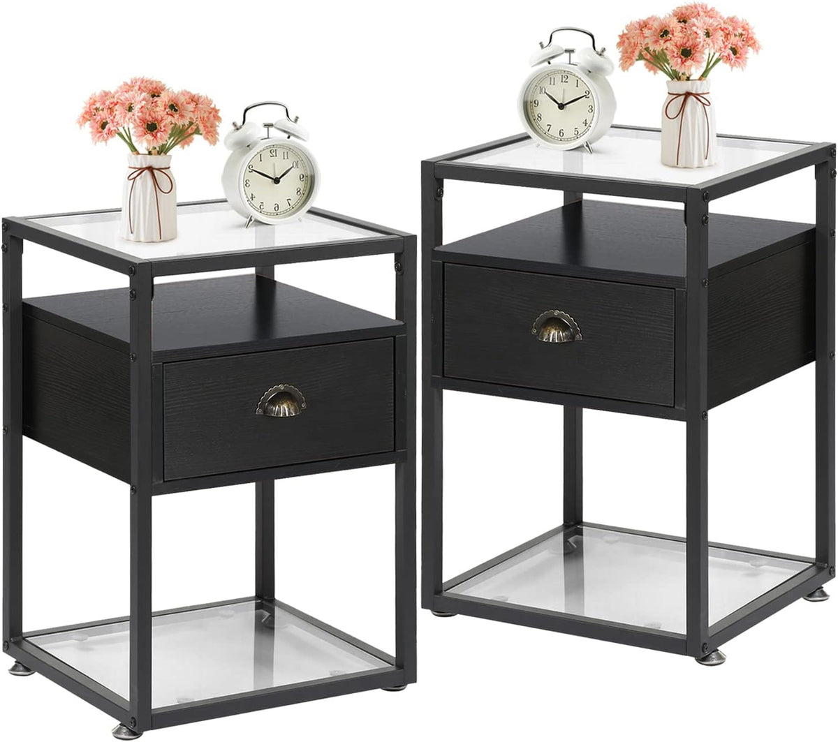 Light Black Cabinet with Drawers and Shelf U61647