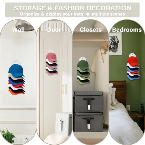 2 Pack Hat Organizer for Baseball Caps, Wall Hat Rack, Hold Up to 16 Hats E187