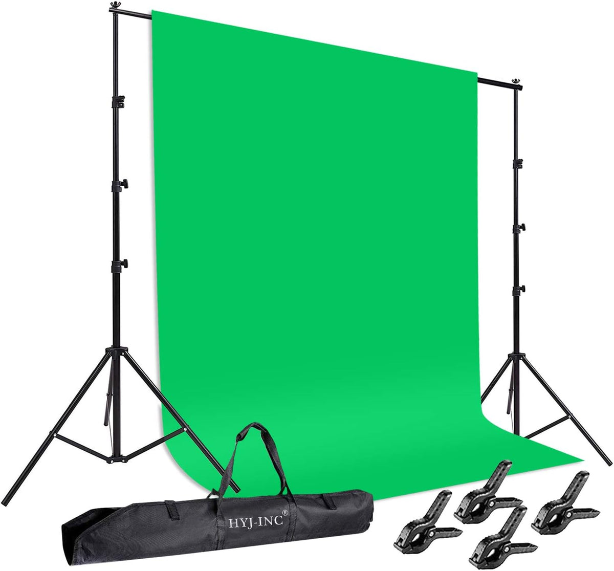 Photo Background Support System with 8.5 x 10ft Backdrop Stand Kit, 6 x 9.5ft Green Screen Backdrop, Carry Bag Q539700