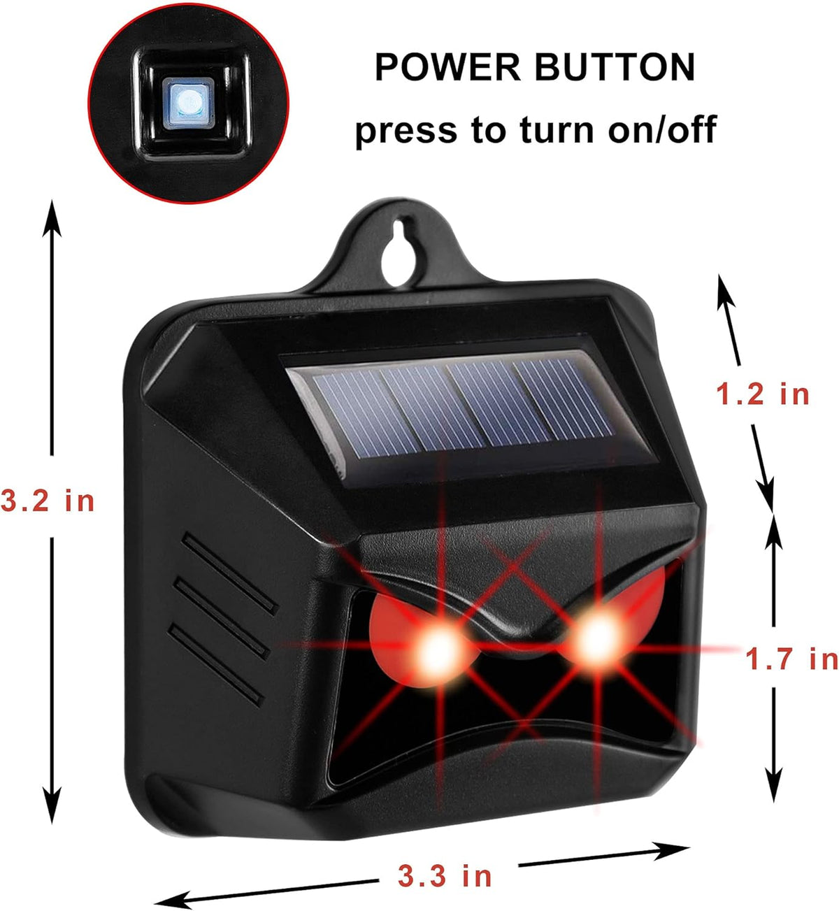 Solar Powered Animal Repeller with Red LED Lights B374127