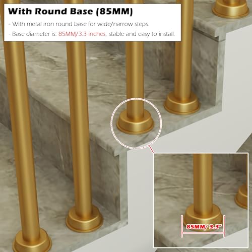 Round Spindles for Staircase, 2 4 6 Pieces Iron Stairs Balusters with Slant 270° Swivel Top Bracket & Screws W4534