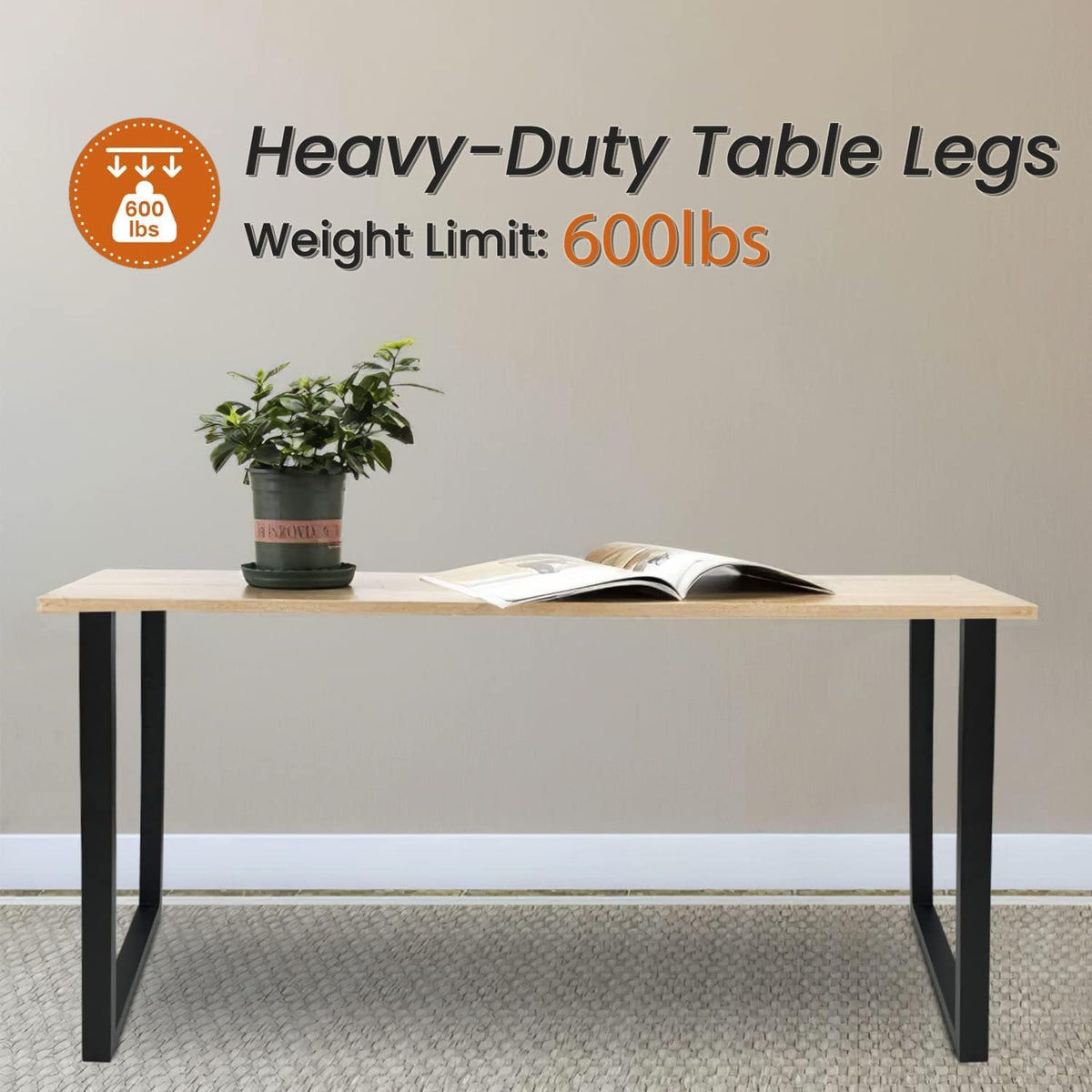 28'' Height 17.7'' Wide Black Metal Table Legs 2 PCS K679