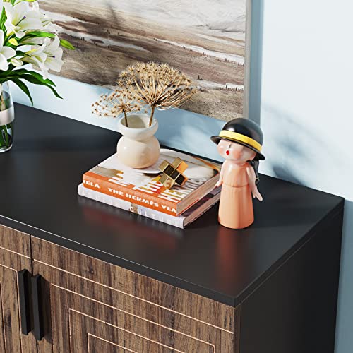Shoe Cabinet with Doors, 20 Pairs Storage Organizer (Brown/Black) U716