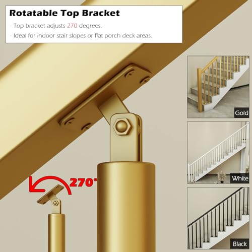 Round Spindles for Staircase, 2 4 6 Pieces Iron Stairs Balusters with Slant 270° Swivel Top Bracket & Screws W4534