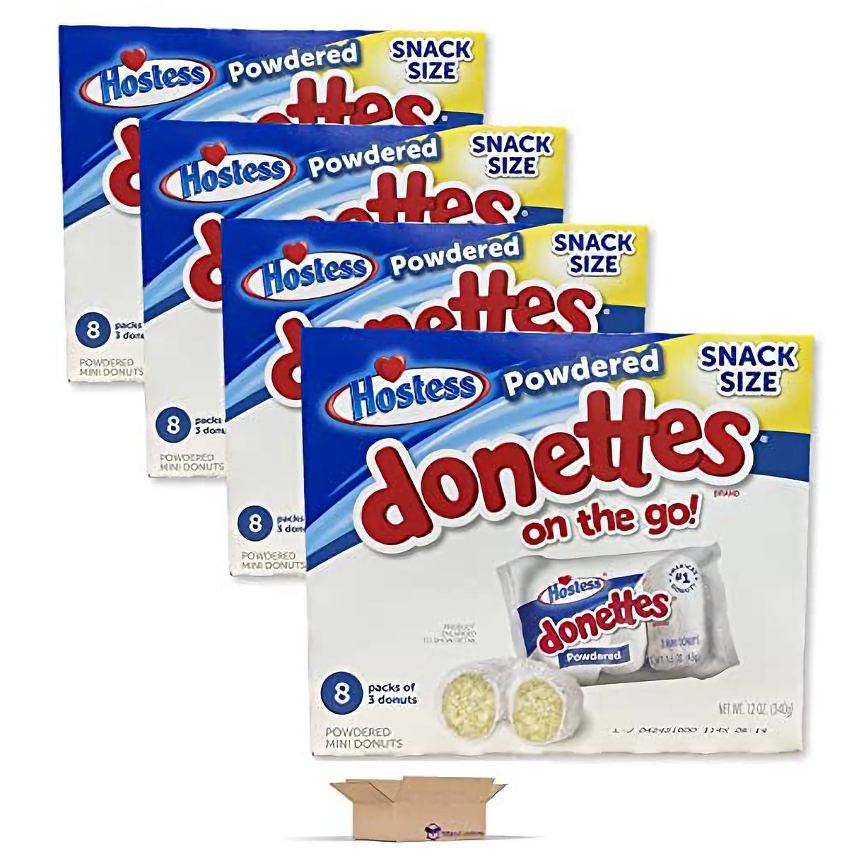12 Oz Box of 8 Powdered Donuts, Pack of 4 (96 Total Donuts) G1979