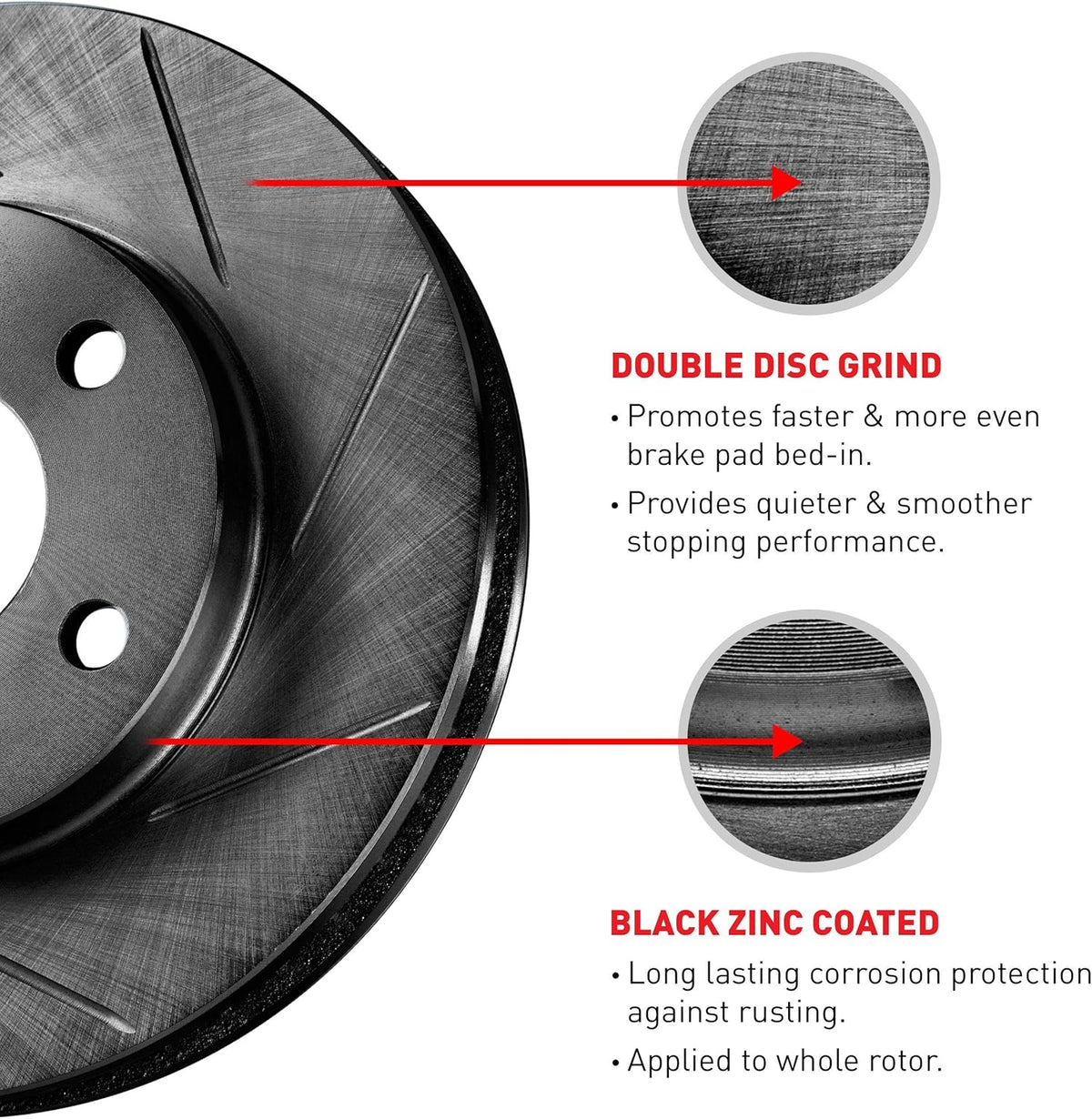 Black Slotted Brake Rotors Kit & Semi-Met Brake Pads L94045