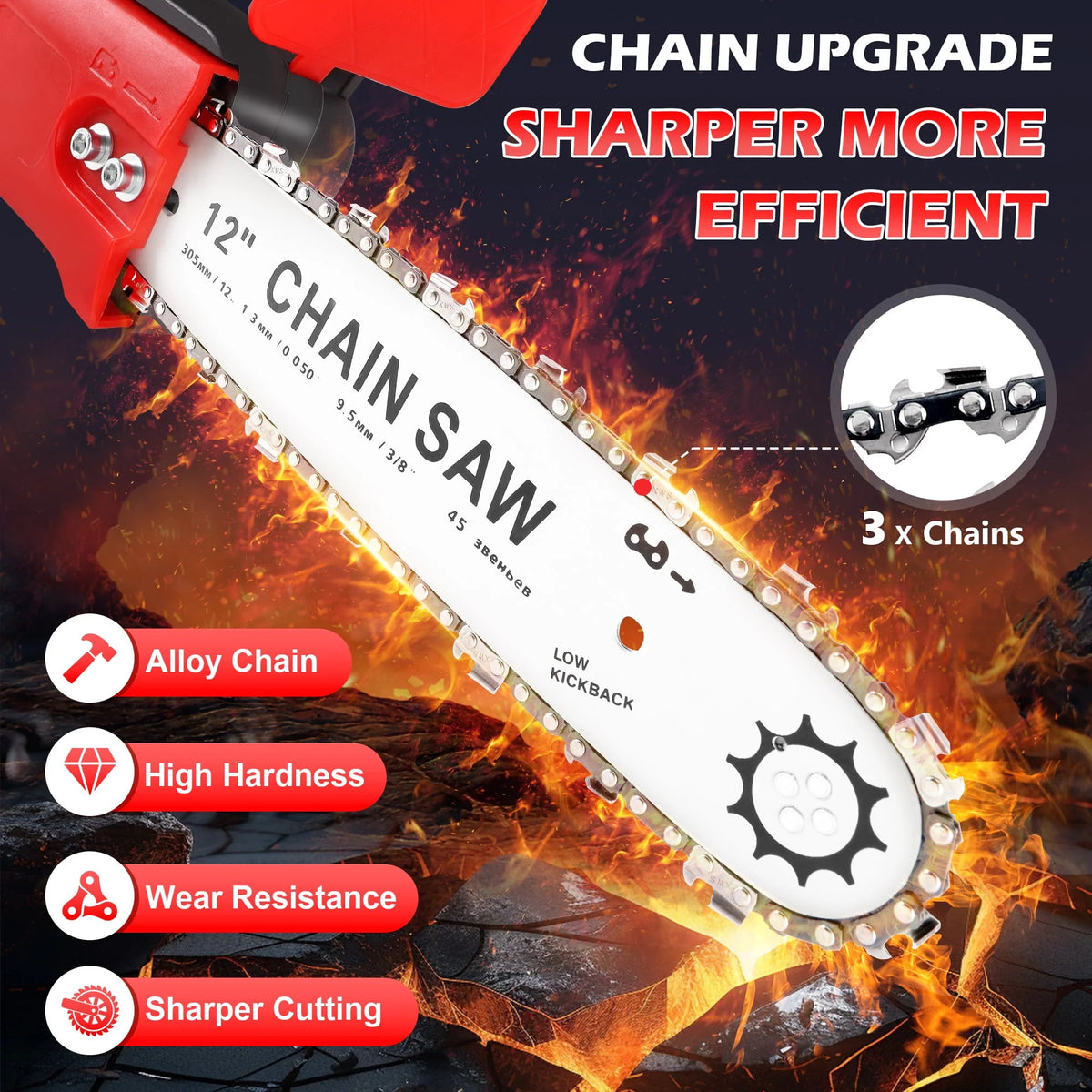 12 Cordless Electric Chainsaw with 2pcs 2000Ah Battery X309