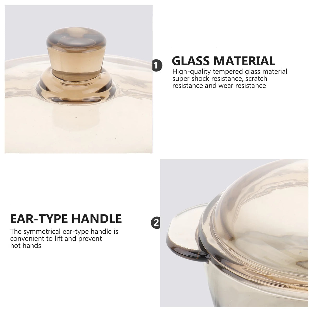 Glass Bowl with Lid Heat Resistant Light Brown H85631