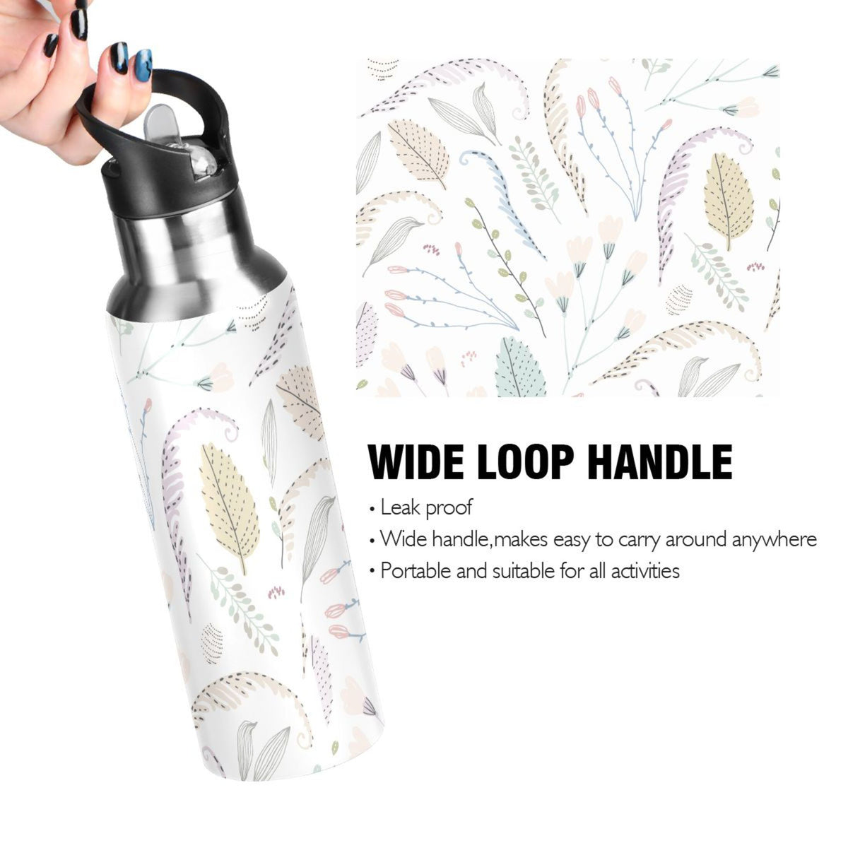 Vintage Stainless Steel Insulated Water Bottle with Straw Lid X63729