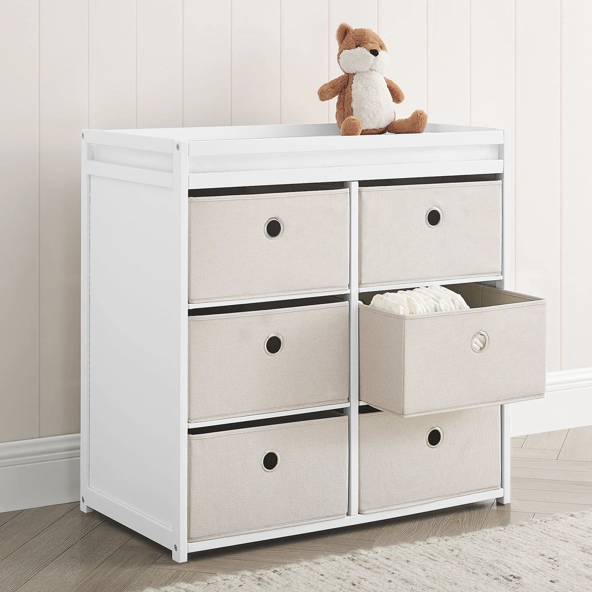 Changing Table with Fabric Bins H914