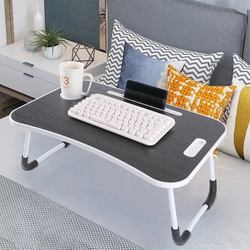 Black Portable Wood Folding Lap Desk with Cup Holder N6568