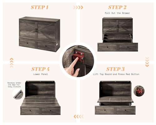 Queen Murphy Bed with Storage & Charging Station U678