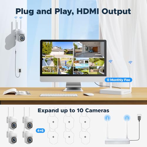 4Pcs Wireless PTZ Security Camera System with 4K NVR T60239