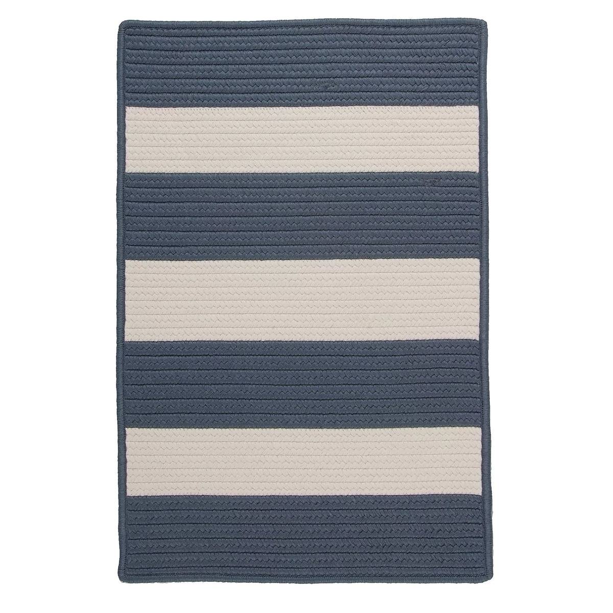 8' x 11' Steel Blue Striped Reversible Rectangular Outdoor T763