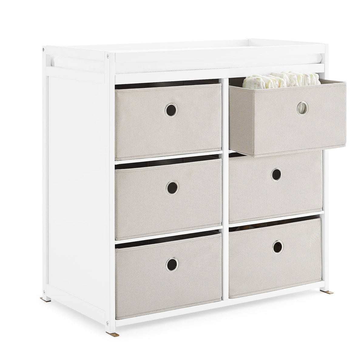 Changing Table with Fabric Bins H914