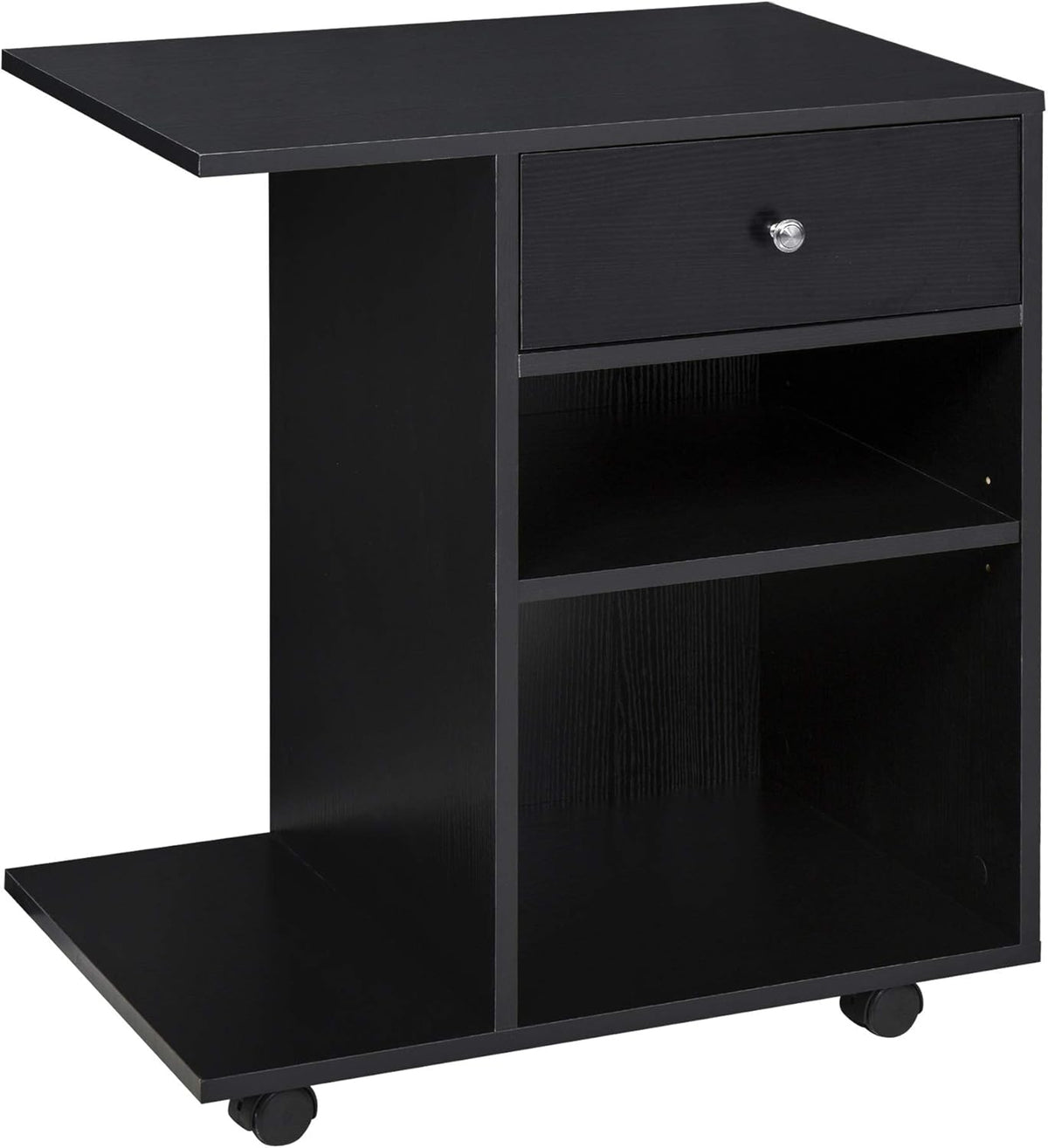 Black Mobile Printer Stand with Wheels and Adjustable Shelf T117826