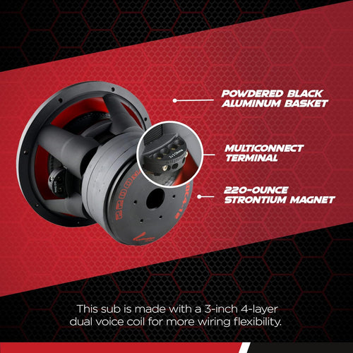12 Inch Dual 2 Ohm DVC Car Audio Subwoofer Speaker System R450