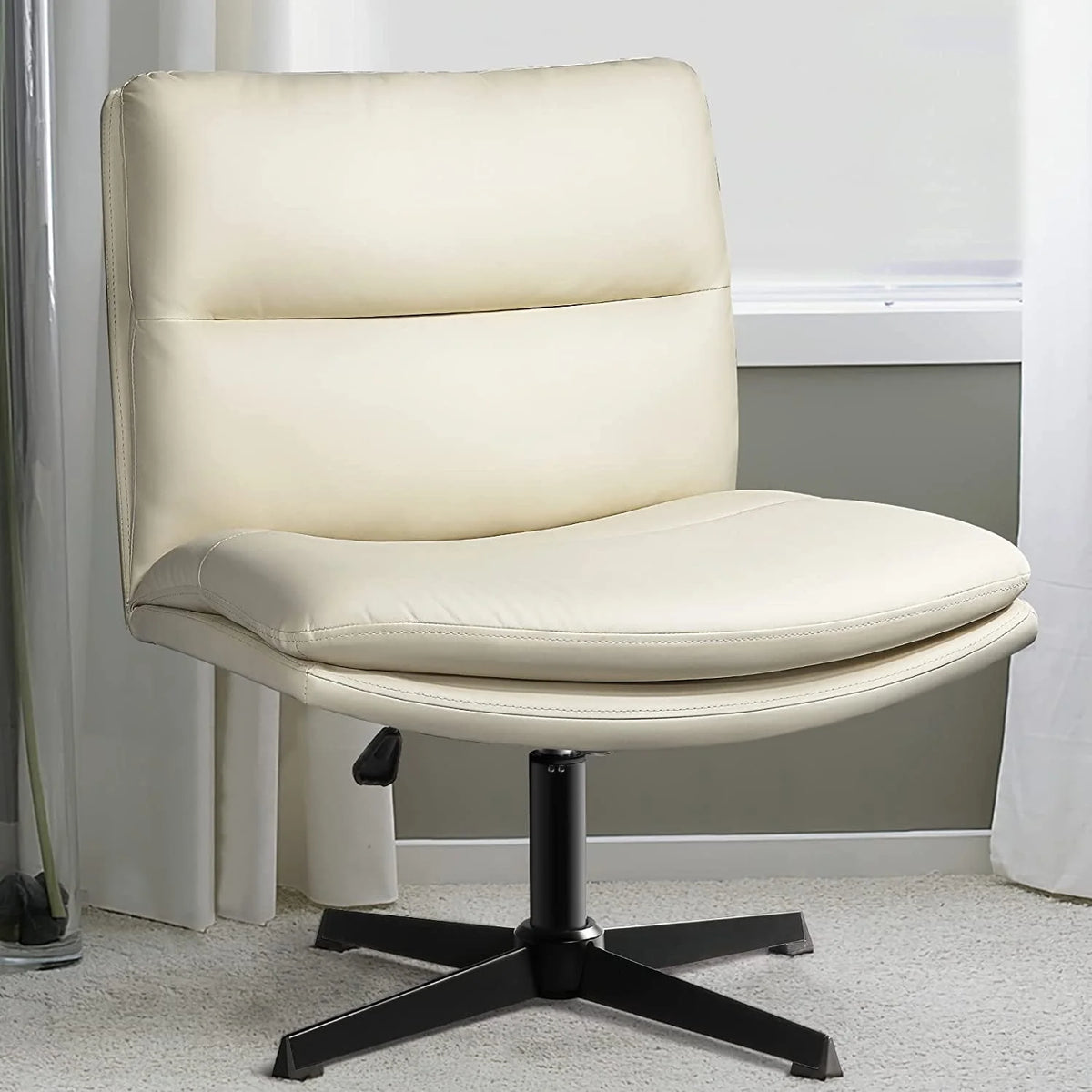 PU Leather Armless Office Desk Chair No Wheels B8814