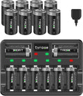 CR123A Rechargeable Batteries with Charger, 16 Pack Lithium Batteries with 8 Port Charger Z606205
