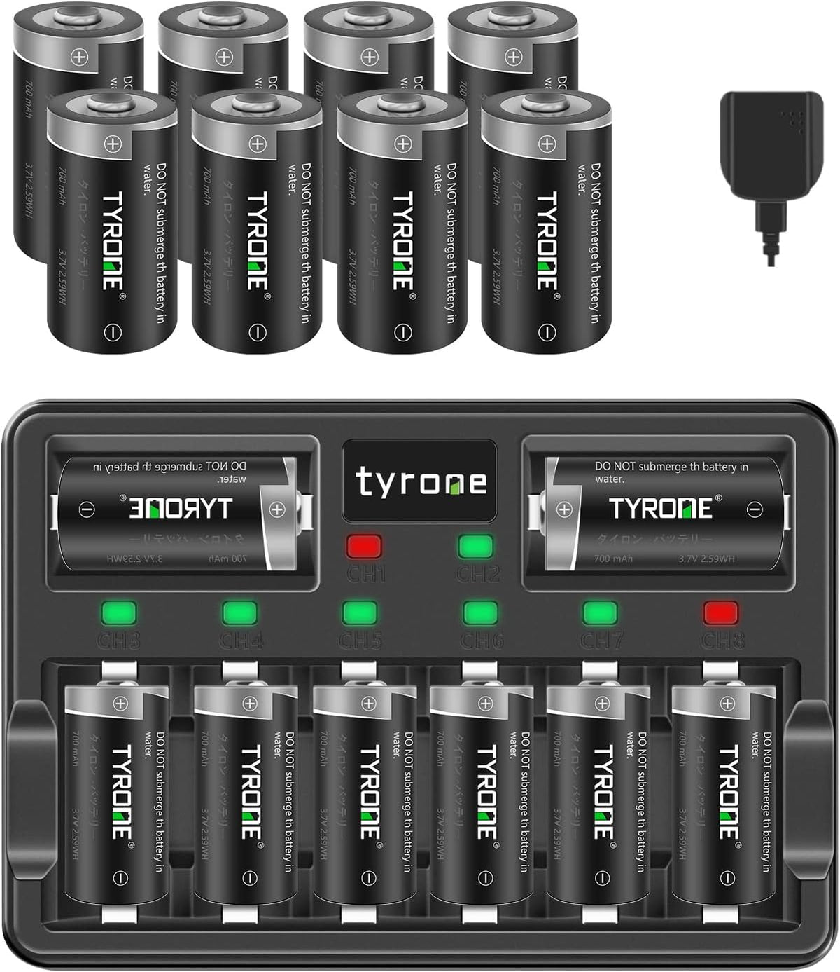 CR123A Rechargeable Batteries with Charger, 16 Pack Lithium Batteries with 8 Port Charger Z606205