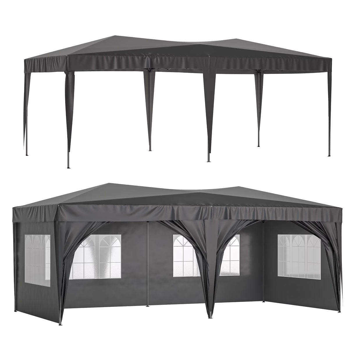 10x20 Pop-up Canopy Tent with 6 Sidewalls, Black B3674