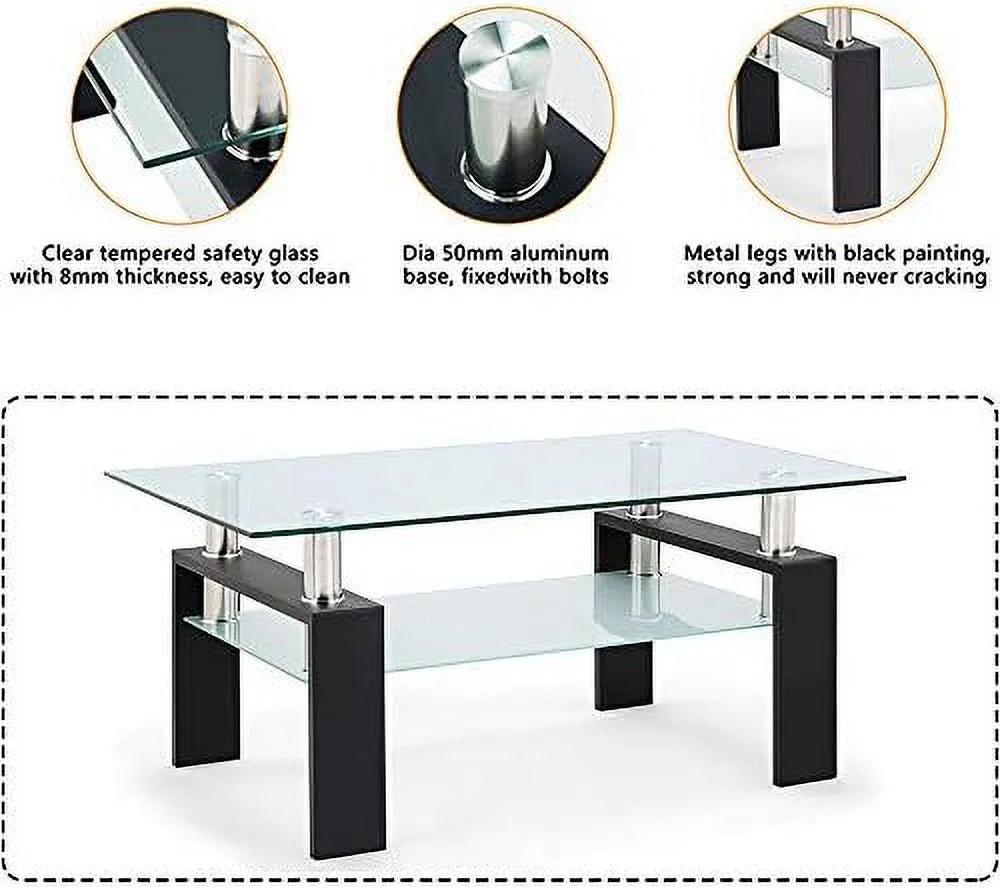 Glass Coffee Table with Metal Leg White G202