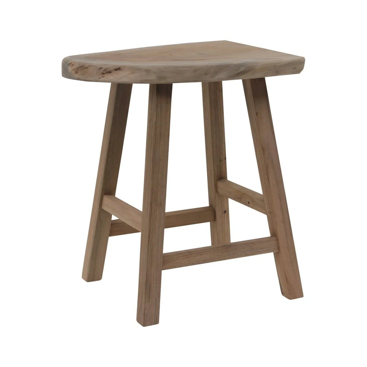 Live Edge Reclaimed Solid Walnut Wood Stool, 20 Inch Tall R44816