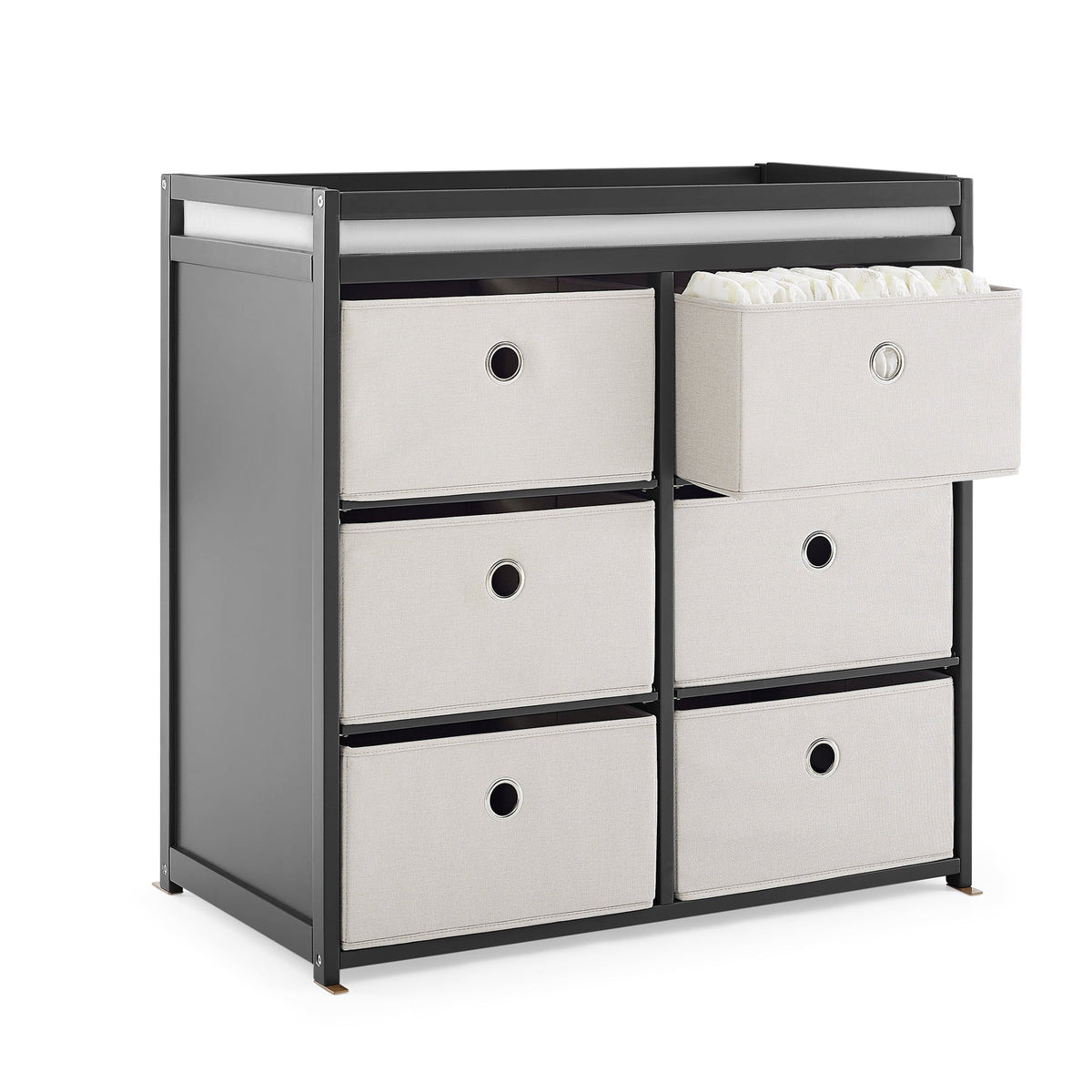 Changing Table with Fabric Bins H914