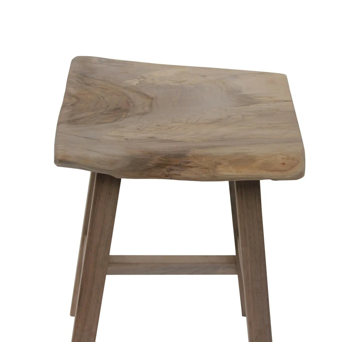 Live Edge Reclaimed Solid Walnut Wood Stool, 20 Inch Tall R44816