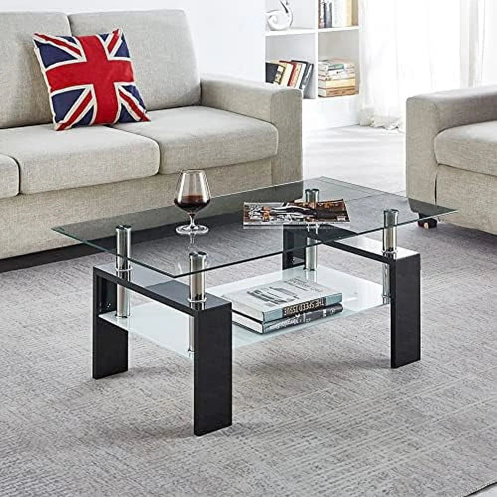 Glass Coffee Table with Metal Leg White G202