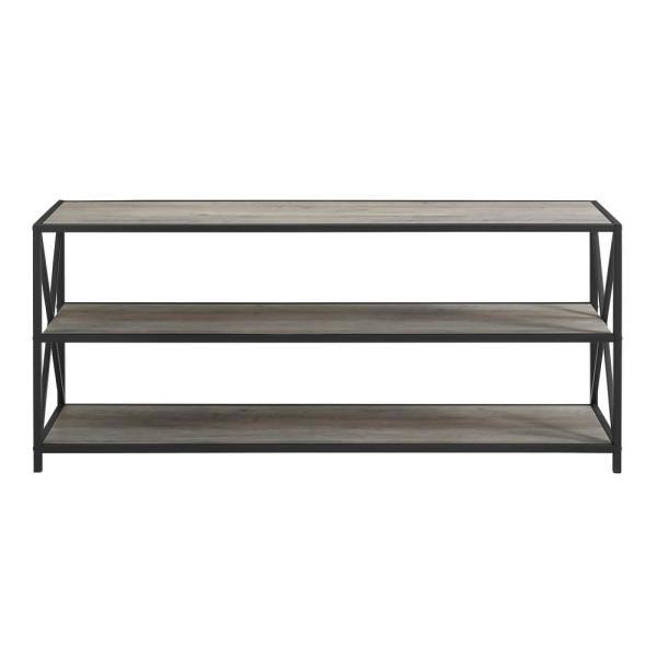 Grey Wash Metal and Wood Media Bookshelf G78901