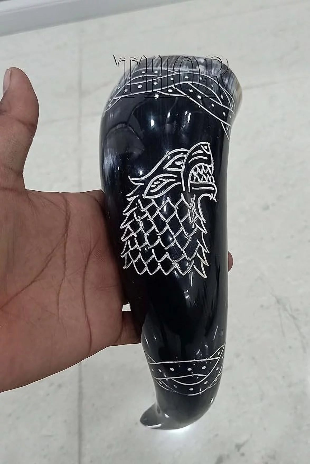 Handmade Natural Viking Drinking Horn Mug with Brass Trim Set of 6 K37233